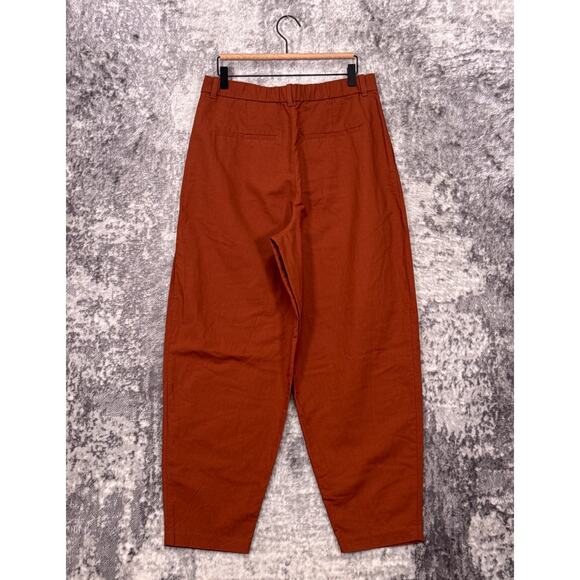 Uniqlo x Comptoir Des Cotonniers Pants Large Womens Orange Linen Lantern Trouser - Picture 2 of 7